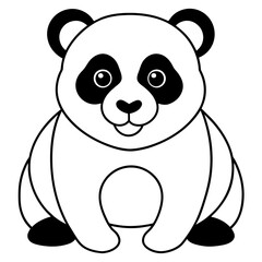 Panda Line  Art Vector Illustration Coloring Page