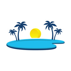 tropical island with palm trees