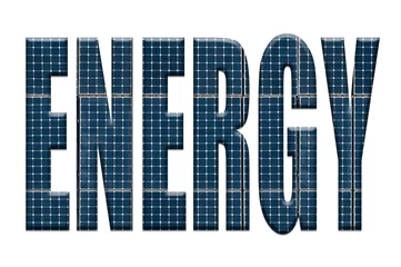 Fototapeten Solar energy photovoltaic panels with the word Energy © Richard