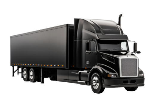 Midnight Beast: Black Semi Truck Against Blank Canvas.