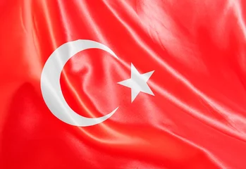 Fototapeten Digital composite. Satin fabric flag, Turkey, silk/ satin material effect. .flag, flags, place, symbol, symbols, national, country, nation, land, Turkish © Richard