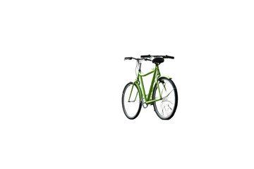 Verdant Velocity: A Green Bicycle Stands Out on a Blank Canvas..