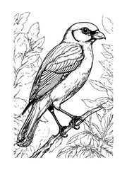 Vector illustration of a bird in simple line art style.