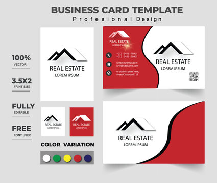 Real estate icon logo template illustration design and business card