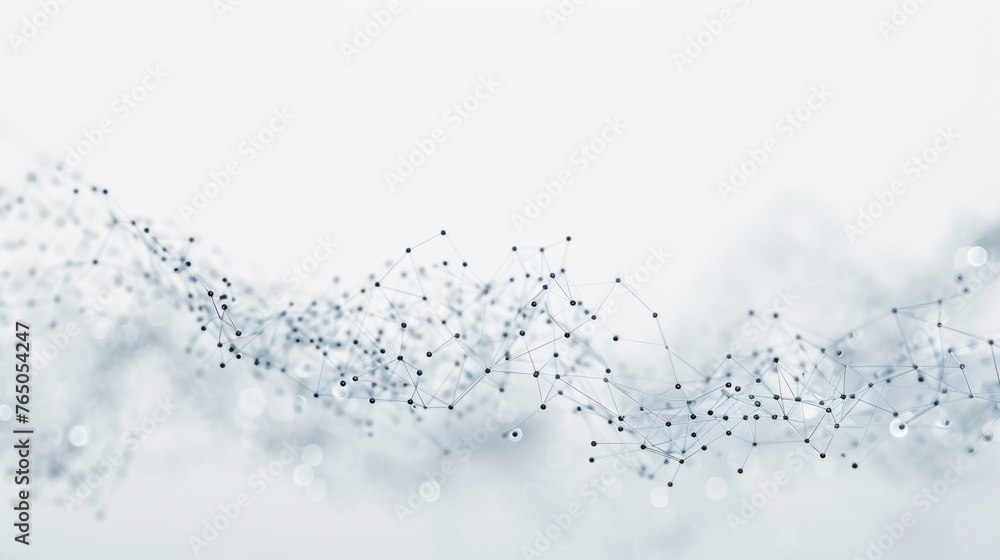 Poster sound waves of bright particles and music motion visuals, abstract waves of glowing particles.white 