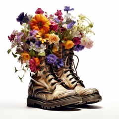 Boots Filled With Flowers