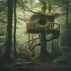 Spiral Staircase in Forest