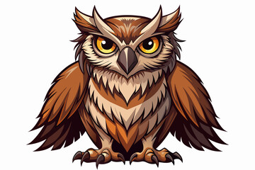 Owl is formidable, and elegant, full body ,  high detai