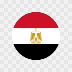 Obraz premium Egypt flag - circle vector flag isolated on checkerboard transparent background