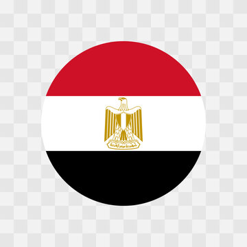 Egypt flag - circle vector flag isolated on checkerboard transparent background