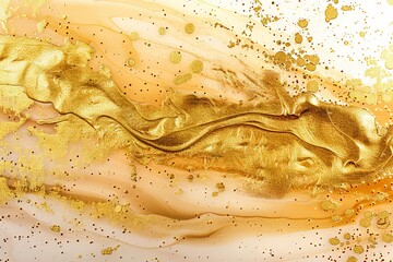 gold texture. Fluid ink abstract background. gold abstract painting background.  Generative ai - 765055288
