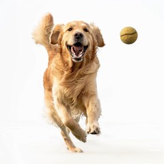 Dog Running With Tennis Ball in Mouth