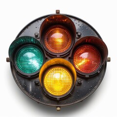 Close Up of a Traffic Light on a White Background