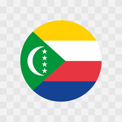 Comoros flag - circle vector flag isolated on checkerboard transparent background
