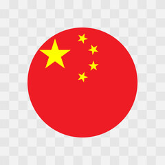 China flag - circle vector flag isolated on checkerboard transparent background