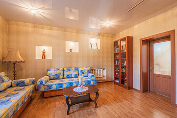 standard interior apartment. living room with sofa