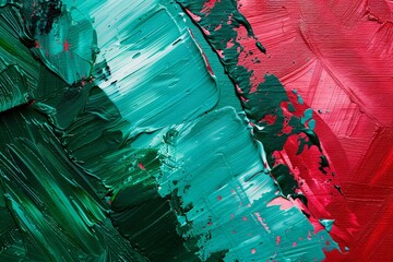 Abstract red green acrylic painting background. generative ai