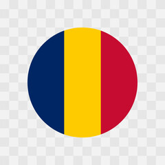 Chad flag - circle vector flag isolated on checkerboard transparent background