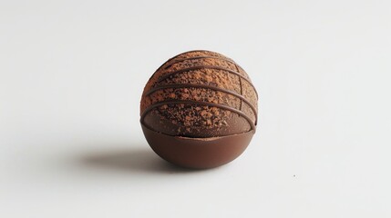 Elegant chocolate sphere dusted with cocoa, isolated on a white background, depicting luxury confectionery.