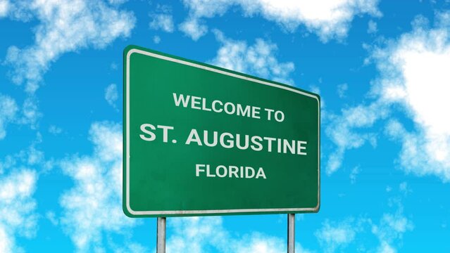 Welcome To St. Augustine Florida Road Sign