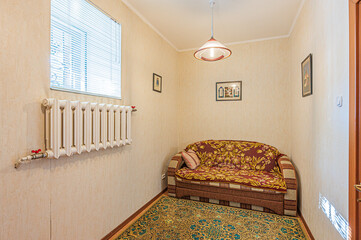 standard interior apartment. living room with sofa
