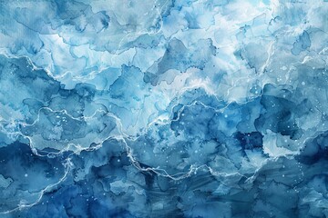 Blue alcohol stains of paint with the addition of waves of paint, abstract blue waves of the ocean, lines of marble. Liquid paints, gradient stains, painting. generative ai - 765057639