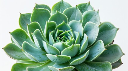 Fototapeta premium A close-up image of an Echeveria succulent plant, showcasing its symmetrical rosette pattern with green and dusty blue leaves edged in pink.