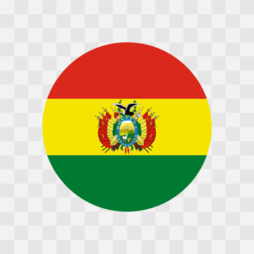 Bolivia flag - circle vector flag isolated on checkerboard transparent background