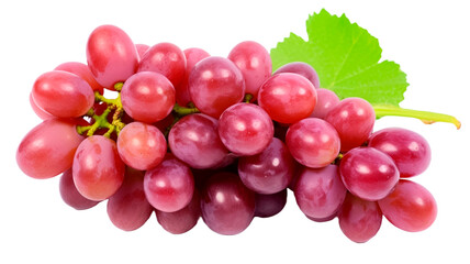 Bunch of red grapes isolated on transparent background.  