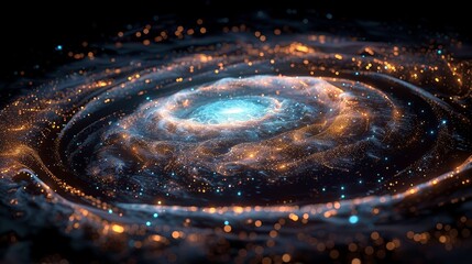 Fototapeta na wymiar A majestic spiral galaxy unfolds with stellar dust and sparkling starlight, capturing the boundless beauty of the cosmos.