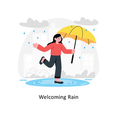 Welcoming Rain  abstract concept vector in a flat style stock illustration