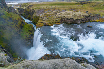 Naklejka na ściany i meble Silfurfoss falls in summer season view, Iceland