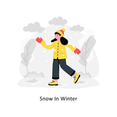 Enjoying Snow In Winter abstract concept vector in a flat style stock illustration