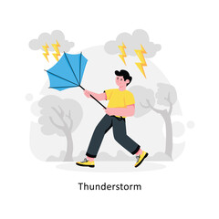 Man Fighting With Thunderstorm abstract concept vector in a flat style stock illustration