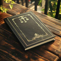 Elegant Law Black Book with Gold Scales