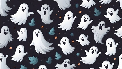 Fototapeta premium Colorful cartoon ghosts in a seamless repeat pattern wallpaper
