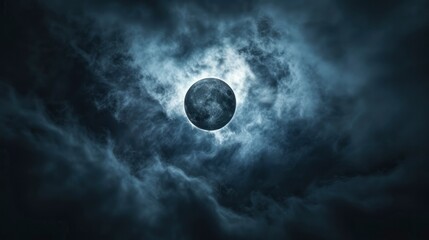 Naklejka na ściany i meble Solar eclipse with dark clouds