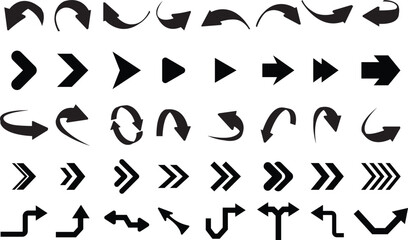 Set of Black Arrows Icons Vector Collection