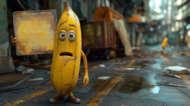 cartoon banana  holding a sign "It's Ok, I'm Delicious"