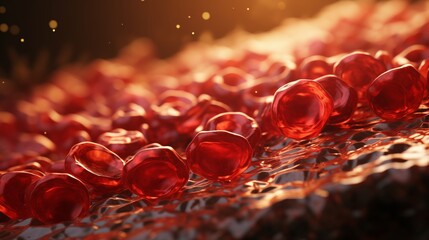red blood cells stream within an artery