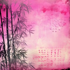 magenta bamboo background with grungy texture