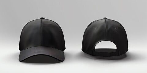 A plain white baseball cap in front and back view on isolated background, Mockup for design