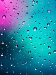 Magenta rain drops on an old window screen with abstract background