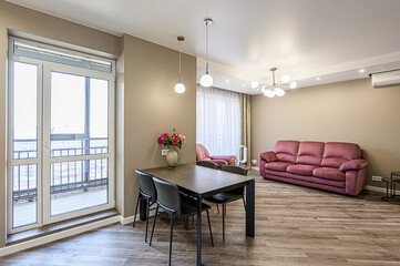 standard interior apartment. living room with sofa