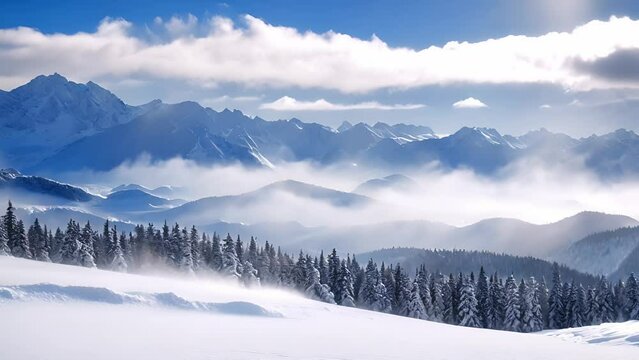 4K UHD Beautiful Winter Mountain Landscape