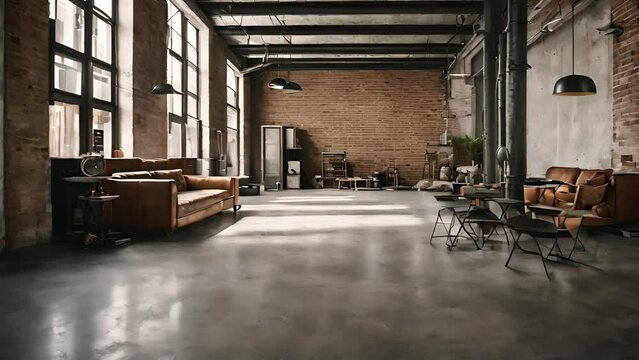 Modern Industrial Style Living Room With Brick Wall