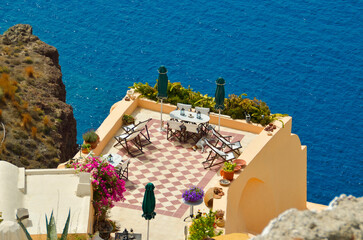 santorini island oia city greece summer tourist resort
