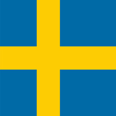 Sweden flag - solid flat vector square with sharp corners.