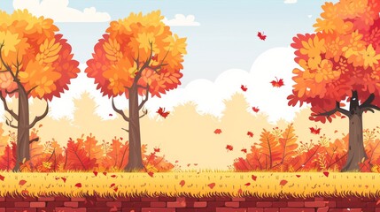Naklejka na ściany i meble Autumn Style Vector Illustration Border Banner Art Background with Empty Copy Space created with Generative AI Technology