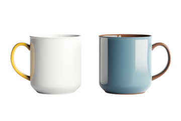 Harmony in Contrast: Two Vibrant Coffee Mugs.